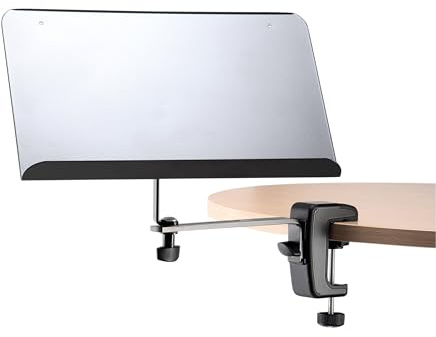 K&M König & Meyer 11510.000.55 Sheet Music Stand & Desktop Book or Document Holder | Table/Desk/Shelf C-Shape Mounting Clamp | Tilt Adjustment | Easy On/Off | Portable | German Made Blk