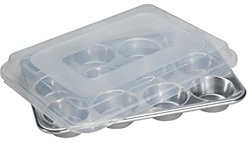Nordic Ware Natural Aluminum Commercial Muffin Pan with Lid, 12 Cup
