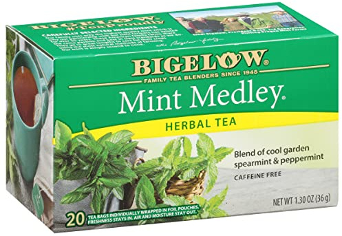 Bigelow Mint Medley Herbal Tea Bags 20-Count Box (Pack of 6), Caffeine Free Herbal Tea, 120 Tea Bags Total