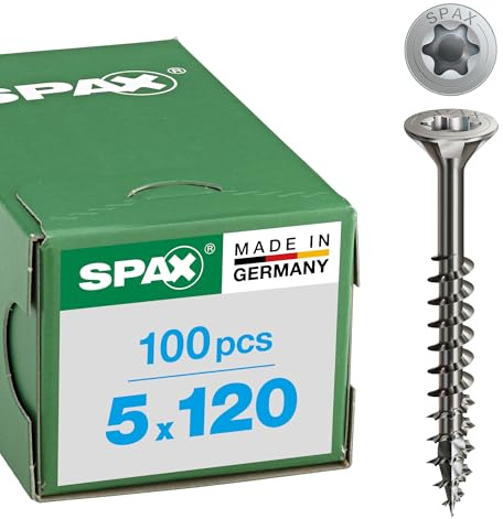 Spax, Viti a testa svasata T-Star plus, filettatura parziale A2, 5 x 120 mm, 100 pz.