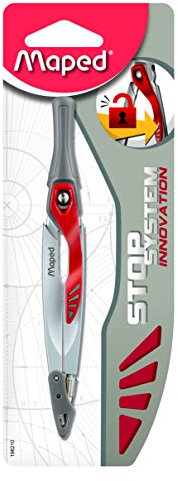 Maped - Zirkel Maped Stop-System, patentiertes Verriegelungssystem, perfekte Linie, mit Sicherheitsschutz, Spitze und Mine, Zirkel, ab 10 Jahren