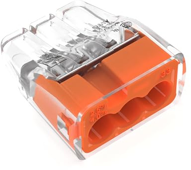 Ideal Electrical in-Sure Push-in Electric Wire Connector, 3-Port (30-1033P), Bag of 100-Color Coded Connectors for Solid and Stranded Wires