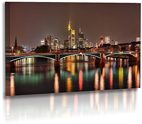 Premium - Acrylglas - Architekturfotografie - Städte - Frankfurt - Bilder - Wolkenkratzer - Skyline - Wandbilder XXL - Bild - Stadt - Architektur - Acrylglasbild - Glasbild (140 cm x 80 cm)