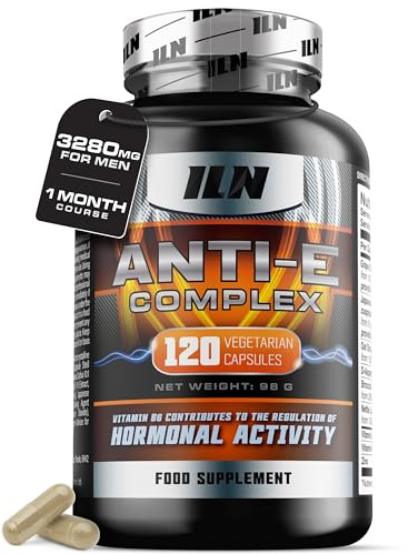 Anti-E Complex for Men – Hormonal & Estrogen Regulation Complex – 1 Month Course – Natural Blocker with D Aspartic Acid, Nettle Leaf, Resveratrol (120 Capsules)
