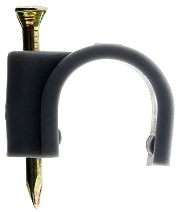 Zenitech - Lot de 50 Attaches Plastiques Ø20 mm - Gris - Avec Clou Spécial Béton - Certifié CE - Idéal pour Fixer Câbles Électriques - Crochet Durable et Facile à Installer