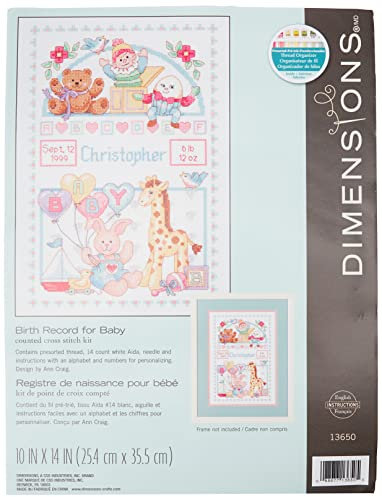 Record di nascita per bambino contato punto croce Kit-10X 14