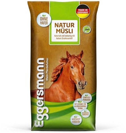 Eggersmann Natur Müsli 20 kg – Naturnahes Pferdemüsli ohne künstliche Zusatzstoffe für allergiesensible Pferde - Natürliches Eggersmann Pferdefutter