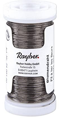 Rayher 2400100 Blumendraht, geglüht, 0,35 mm ø, Spule 100 m, Material Eisen, nickelfrei, Basteldraht, Wickeldraht