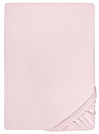 biberna Jersey-Elastic-Spannbetttuch 0077866 (Matratzenhöhe max. 25 cm) 1x 120x200 cm - 130x220 cm, Hellrosa