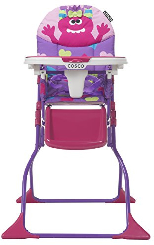 Cosco Kids Folding High Chair for Babies and Toddlers (from 6 Months to 50 lbs) Simple Fold Deluxe with 3-Position Tray, Portable High Chair, Monster Shelley
