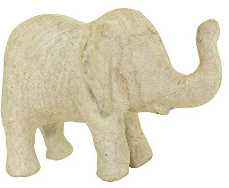 Décopatch - Ref AP152O - Small Elephant with Raised Trunk - Papier Maché Object to Decorate - 10 x 8 x 7cm - Decorate with Décopatch Papers & PaperPatch Glue, Glitter, Paints