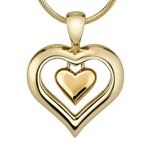 18K Gold Finish Heart Cremation Necklace for Ashes – Memorial Urn Keepsake Locket Pendant with 20” Gold Snake Chain, Meaningful Remembrance Jewelry