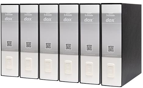 Esselte Dox 1 Raccoglitore a Leva Formato Commerciale D8, A4, Bianco, Confezione da 6 Pezzi