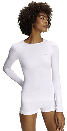 FALKE Damen Baselayer-Shirt Warm Round Neck W L/S SH Funktionsmaterial schnelltrocknend 1 Stück, Weiß (White 2860), M