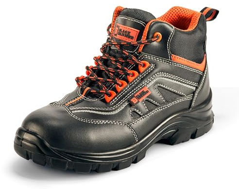 Black Hammer 8852 Men's S3 SRC Metal-Free Composite Toe Safety Boot | Kevlar Midsole, Genuine Leather Upper, Oil And Slip Resistant Sole, Anti-Static Heel, Lightweight Comfort, Ankle Support