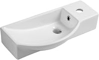 iBathUK Luxor - Lavabo pequeño de cerámica para colgar en la pared, fregadero de encimera para guardarropa, un agujero para grifo derecho, 510 x 240 x 125 mm, color blanco