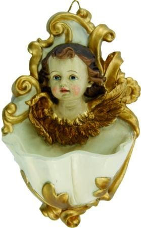 Weihwasserkessel Engelskopf weiß