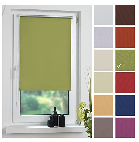 Liedeco® Rollo Klemmfix Thermobeschichtet - 60 x 150 cm apfelgrün (Breite x Höhe) / lichtundurchlässig Blickdicht verdunkelnd stufenlos verstellbar/leichte Innen-Montage ohne Bohren mit Klemmträger