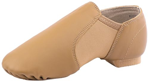 Linodes Leather Jazz Shoe Slip On for Girls and Boys (Toddler/Little Kid/Big Kid) Brown 13.5M Little Kid