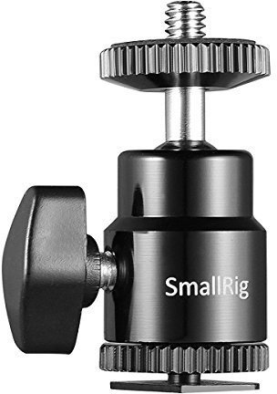 SMALLRIG Mini Rotula de Bola, 360 Grados Ball Head Mount con 1/4 Tornillo y Adaptador de Zapata Flash, Carga Máxima 6.61lb / 3kg- 761