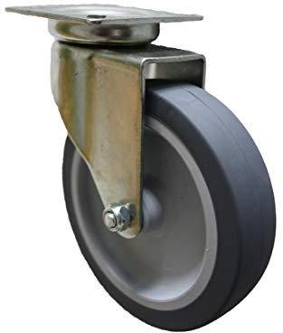 Apparaterolle Lenkrolle 100 mm ohne Feststeller Gummi grau-spurlos Anschraubplatte Möbelrolle Transp