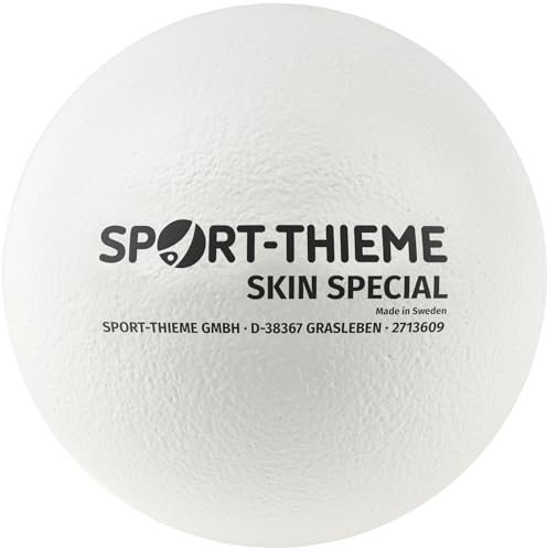 Sport-Thieme Skin-Ball | Schaumstoffball, Softball mit Skin-Beschichtung| Geschlossene PU-Beschichtung, griffig, Gute Sprungeigenschaften | Ø 21 cm | 200 g | Weiß | Markenqualität