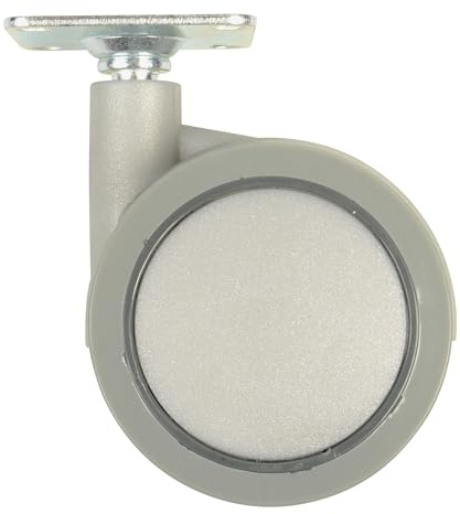 Home It Rueda para Muebles Doble Ø50 mm giratoria con Placa – Estructura de Metal y Goma Gris, Capacidad de Carga 30 kg