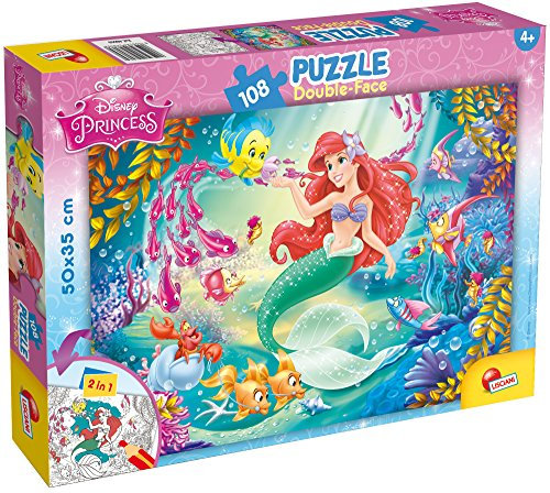 Lisciani - Disney Puzzle Ariel - Rekreieren und Kolorieren Sie die Szenen Ihrer Lieblingsboxen - Ab 7 Jahren - GROSSFORMAT-PUZZLE mit 108 Teilen - fördert die Geschicklichkeit