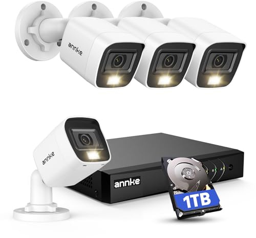 annke 8 canaux 1080p Lite H.264 + Hd-tvi DVR W/4 x 1.30 mégapixels 960p résistant aux intempéries en métal Bullet Camera + 1 To disque dur système de caméra de sécurité de surveillance professionnelle, pratique Alerte par email avec des images