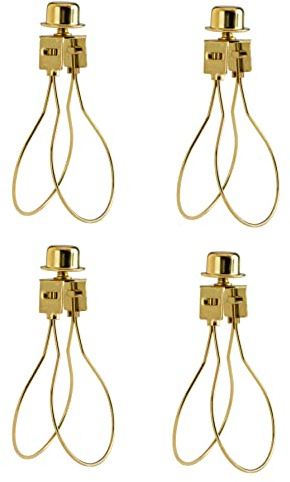Creative Hobbies® Lamp Shade Light Bulb Clip Adapter Clip on with Shade Attaching Finial Top, Gold Color - No Harp Needed | 4 Pack