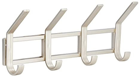 SIRO Garderobe | Hakenleiste mit 4 Haken | Schlicht | Kunststoff Metalleffekt Nickel | 320 mm x 78 mm x 145 mm, LA 3 x 100 mm | H115-320A81