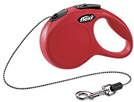 flexi® Classic XS | Laisse rétractable à cordon de 3 m pour petits chiens jusqu'à 8 kg | Format de poche | poignée à 3 doigts | Rouge | Laisse à enrouleur | Poids : 100 g | Dimensions : 8,2 x 13 cm