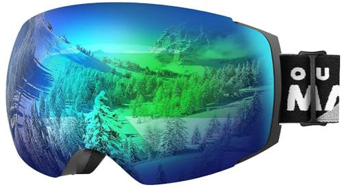 OutdoorMaster Unisex Skibrille PRO Damen Herren mit wechselgläsern, 100% UV-Schutz Schneebrille Skibrille für brillenträger, Anti-Nebel Snowboard Brille Ski Goggles für Jungen und Mädchen