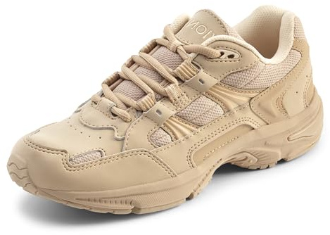 Vionic Walk Walker Women's Trainers Lace Up Supportive Walking Shoes That Includes Three-Zone Comfort for Heel Pain and Plantar Fasciitis with Orthotic Insole Arch Support Wide Fit Taupe UK 4.5