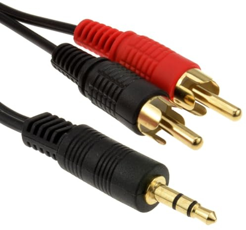 kenable 3.5mm Stereo Jack to 2 RCA Phono Audio Cable Gold Plated Connectors Black 3m