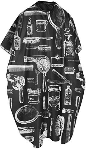 TRIXES Capa Bata con Estampado Negro para Adultos Salón Peluquería Barberos perfecta para Corte, Coloración, Reflejos, etc. - Capa Peluqueria Adulto