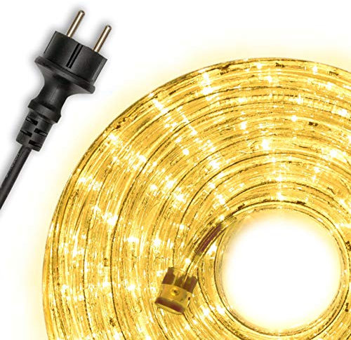 Nipach 20 m LED Lichterschlauch 480 LED – Leuchtfarbe: gelb – für Innen- und Außenbereich