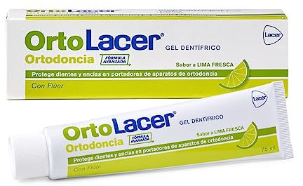 LACER ORTO - Gel Dentífrico 75 ml, para Aparatos de Ortodoncia, Protege el Esmalte de los Dientes, Triple Protección, Protección Frente a Caries, Desmineralización y la Inflamación de las Encías