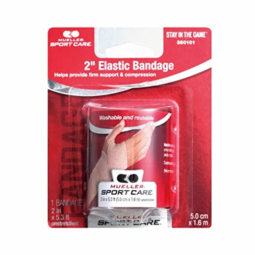 Mueller 2 x 5.3 ft Elastic Bandages, Cotton and Elastic, Reusable