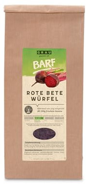 GRAU – das Original – Trockengemüse zum BARFen für Hunde - Rote Beete-Würfel, 1er Pack (1 x 500 g), Ergänzungsfuttermittel für Hunde