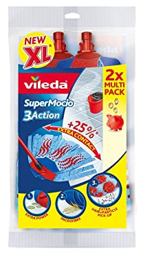 Vileda Supermocio 3 Action Mop Refill Double Pack Head Pack of 2