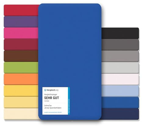 CelinaTex Jersey Spannbettlaken Lucina Doppelpack 90x200-100x200cm royal blau 100% Baumwolle gekämmt bis 26cm Matratzenhöhe Spannbettbezug, Leintuch, Bettlaken, elastisch, Strech, Oeko-Tex
