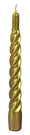 Cereria Di Giorgio - 6 Candele Tortiglione laccate - Diametro 2.2 cm Altezza 21 cm - Colore Oro - Durata 5 ore - Standard per candelabro - Home Decor Collection