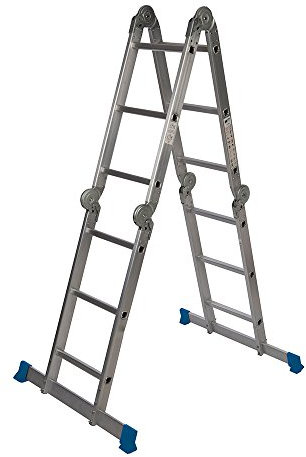 Silverline Tools 953474 - Escalera multiuso con plataforma, color plata
