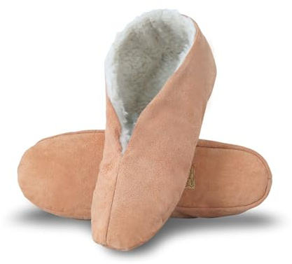 Sonia Originelli Wildleder Hausschuh Schluffi mit warmen Kuschelfell, Farbe: beige, Größe: 42