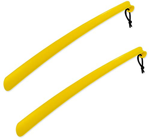 RMS 2 Pack Extra Long Handled Shoe Horn with Curved Handle and Hang Up Strap (24 inches)