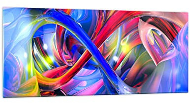 Deco Salon Résumé illustrations graphiques couleurs Moderne Impression sur Verre 120x50cm Image Tableau en Verre Decoration Murale Chambre Panoramique Art Grand Tableaux Decoratifs GAB120x50-2294