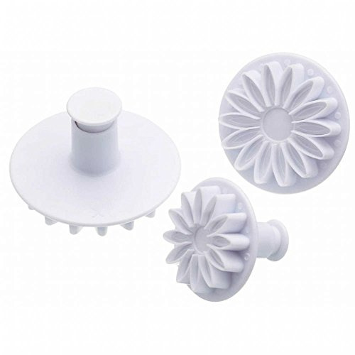 KitchenCraft KCFCSUN3PC Sweetly Does It Fondant Cutters for Cake Decorating/Sugarcraft, Sunflower, Plastic, White, 3 Piece Icing Plunger Set