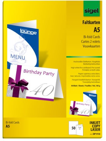 SIGEL DP910 Klappkarten Faltkarten blanko, A5 hochweiß, 50 Stück, 185 g