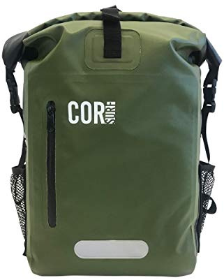 COR Surf Waterproof Backpack - Roll Top Dry bag Rucksack with Padded Laptop Sleeve, Welded Seams and Ergonomic Shoulder Pads, Ideal for Boating, Hiking, Kayaking, Commuting (25L, Green)